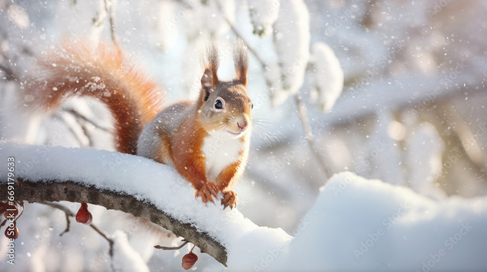 Close up of a Red Squirrel in winter Close up of a Red Squirrel in winter