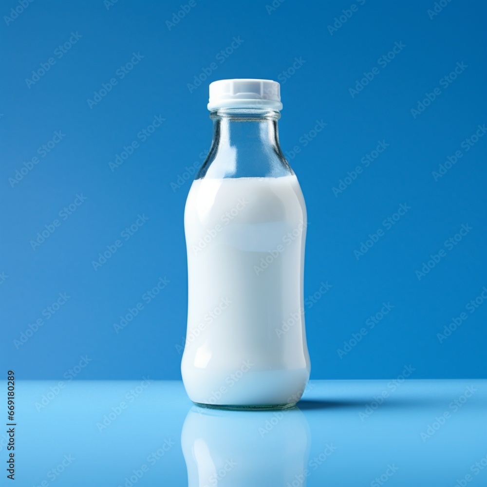 bottle of milk isolated on yellow generated by AI bottle of milk isolated on yellow generated by AI