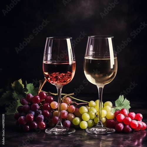 red wine and grapes  generated by AI