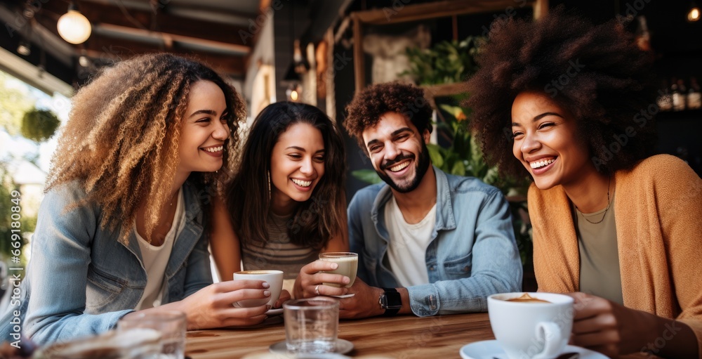 Obraz premium People drinking coffee at bar.