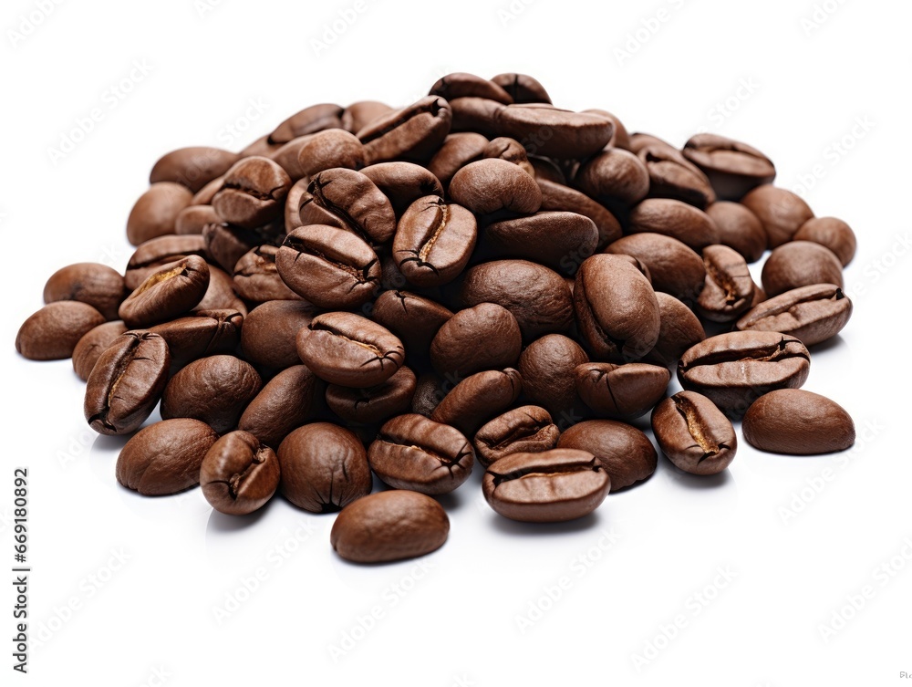 Pile of brown coffee beans isolated on white background. Pile of brown coffee beans isolated on white background.