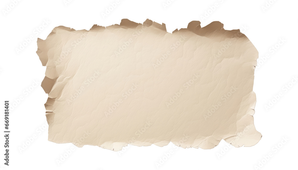 old paper isolated on transparent background cutout