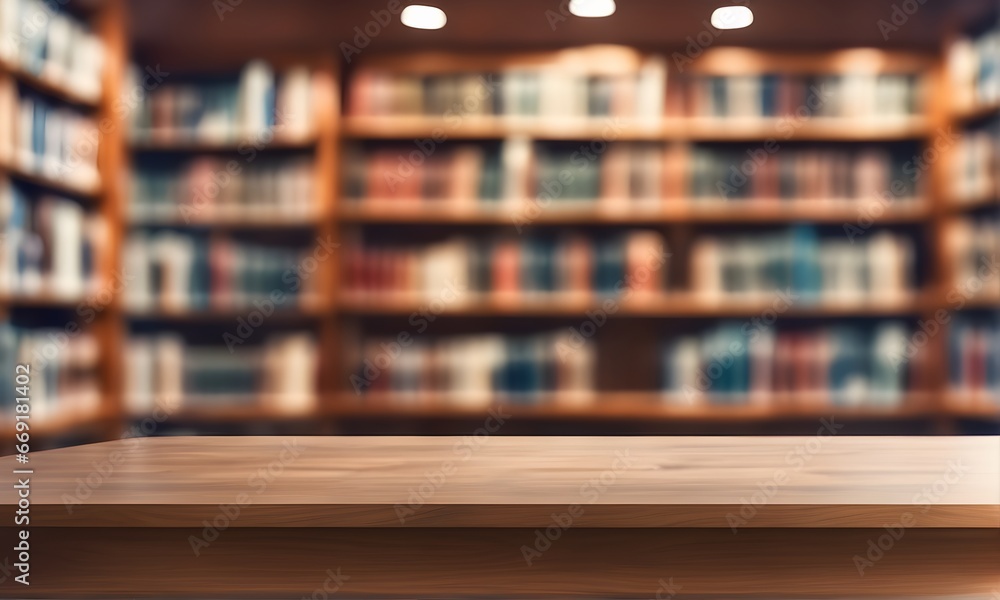 Fototapeta premium Empty table in library
