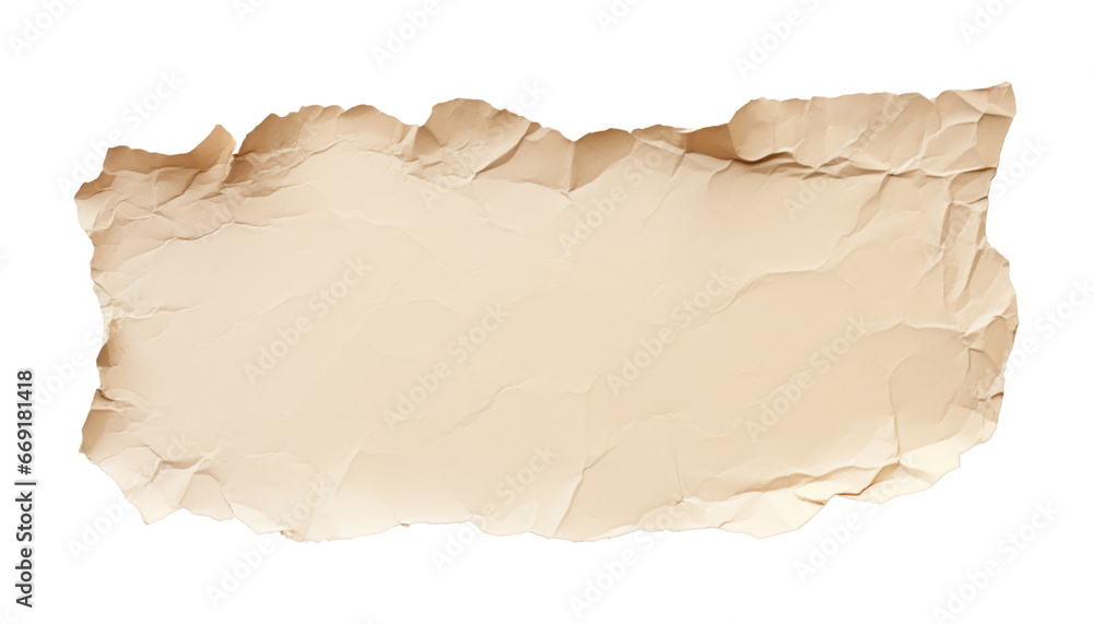 old paper texture isolated on transparent background cutout