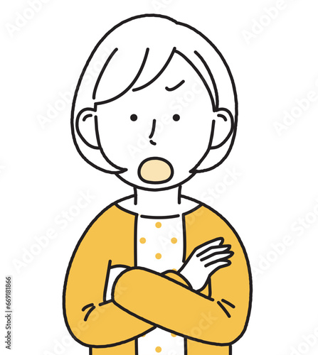 怒る女性　シンプルイラスト