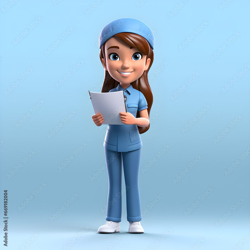 3d character of NHS nurse | small eyes | full body 3d character of NHS nurse | small eyes | full body