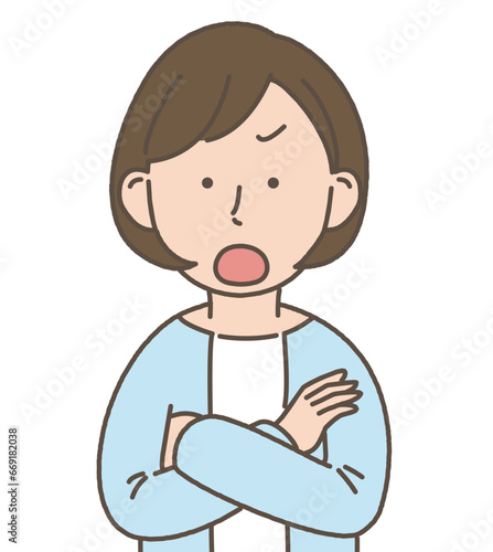 怒る女性　シンプルイラスト