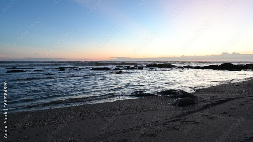 Sunset over ocean beach tide with immersive hi resolution audio Sunset over ocean beach tide with immersive hi resolution audio