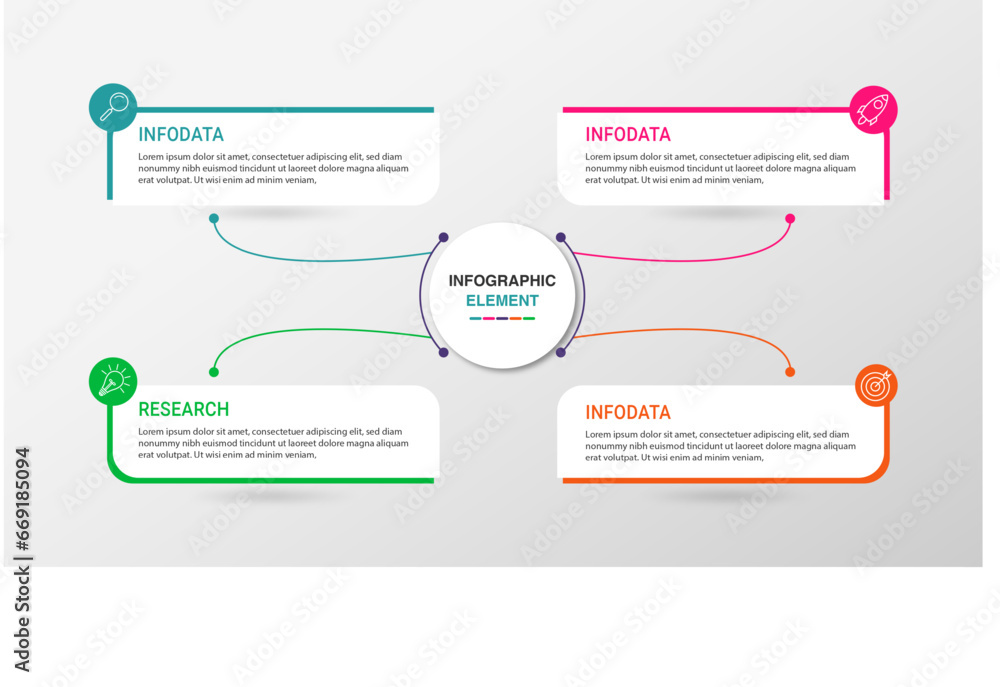 Presentation business infographic template with 4 options, Infographics Template.
