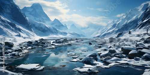 Wallpaper Mural landscape view of icy mountains and rivers in the wild Torontodigital.ca