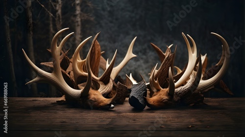 Deer horns background design. AI Generated