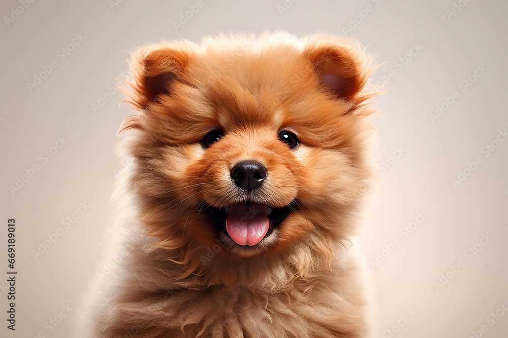 Chow Chow Dog on a white background. Adorable 3D cartoon animal portrait. Chow Chow Dog on a white background. Adorable 3D cartoon animal portrait.