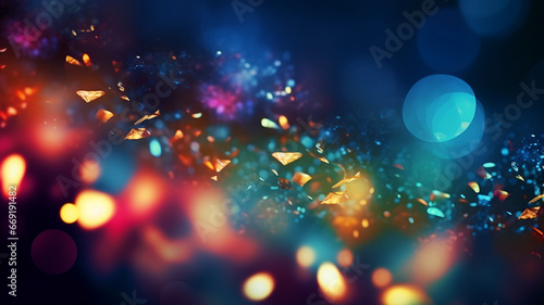 Blurry confetti, water bubbles, bokeh lights, multicolored blurry light, depth of field, abstract background, multicolor, rainbow, haze, city lights, christmas light, soap bubbles
