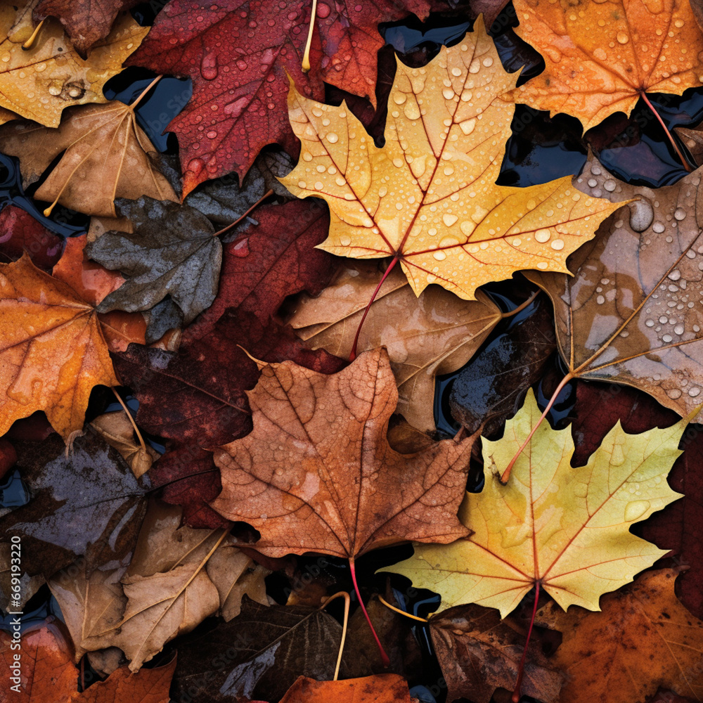 Background with autumn leaves. Generative AI Background with autumn leaves. Generative AI