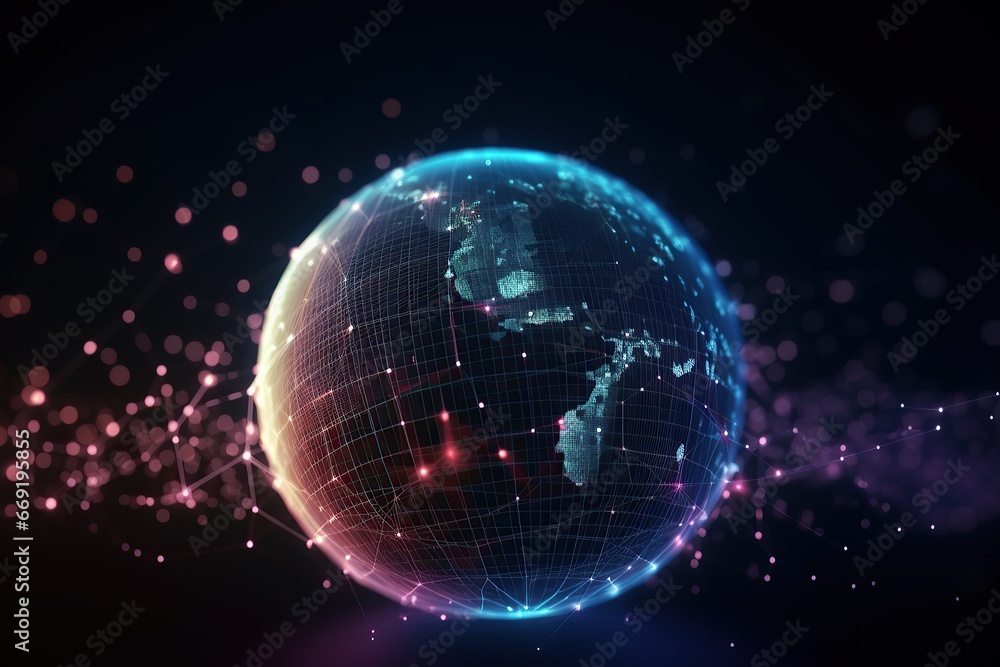 Big data abstract background with planet Earth. Futuristic technology network concept. Global database visualization. Big data abstract background with planet Earth. Futuristic technology network concept. Global database visualization.