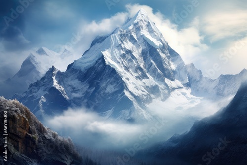 Majestic snow-capped mountain range