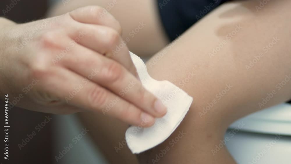 Hand doctor was injecting sterile water in hole abscess wound Hand doctor was injecting sterile water in hole abscess wound
