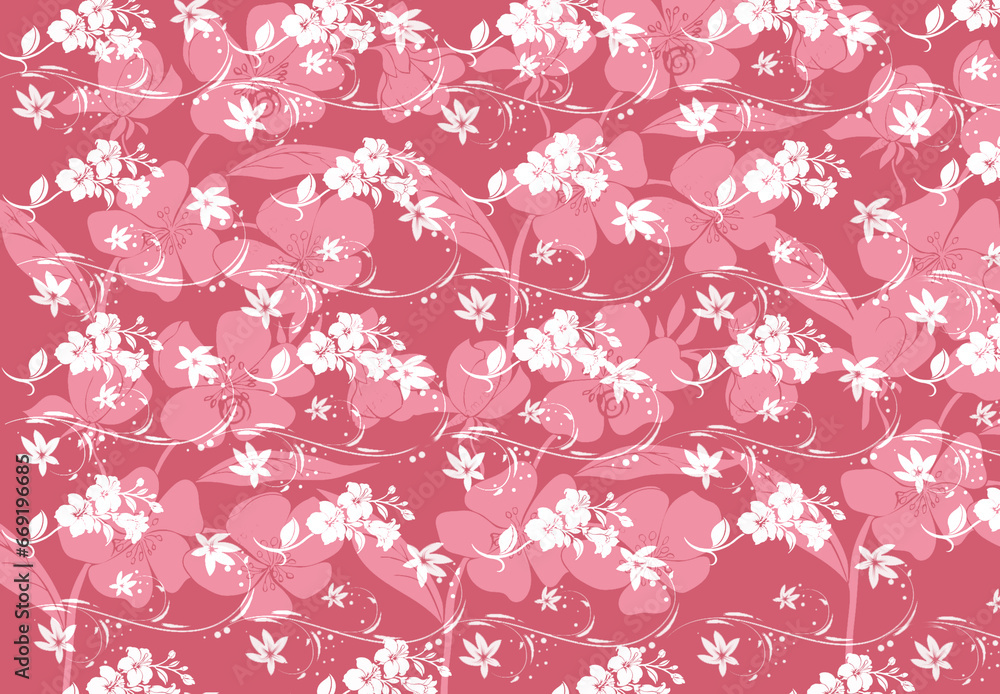 Pink floral seamless pattern. Contemporary rose background. Simple flowers repeated texture. Modern style banner backdrop. Abstract spring pattern background for website, Beautiful canvas for magazine