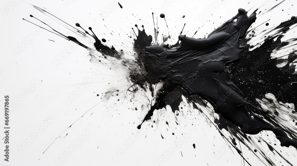 Obraz premium Black splashes of paint on a white background