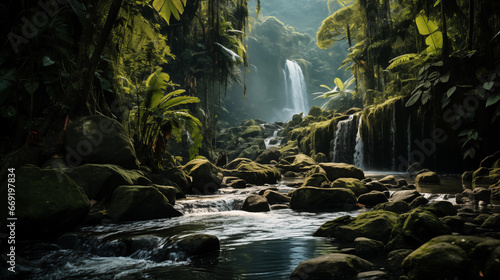 waterfall in the forest © toomi123