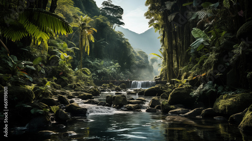 waterfall in the jungle from Costarica photo