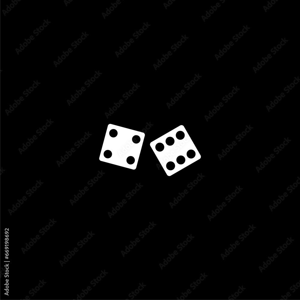 Simple illustration of casino dices icon for web design isolated on black background Simple illustration of casino dices icon for web design isolated on black background