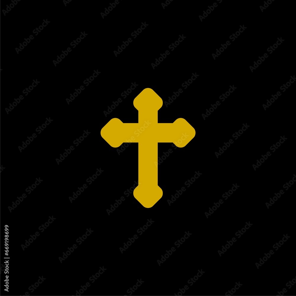 Church symbols. Christian cross icon isolated on black background Church symbols. Christian cross icon isolated on black background