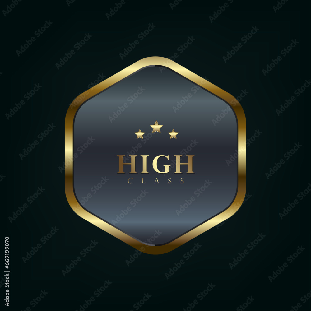 A premium polygon button used in UI, UX vector illustration with frame 3d golden glossy elegant design for empty emblem, medal or badge, shiny and gradient dark background A premium polygon button used in UI, UX vector illustration with frame 3d golden glossy elegant design for empty emblem, medal or badge, shiny and gradient dark background