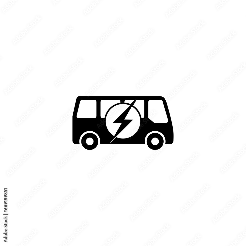 Electric bus icon isolated on transparent background