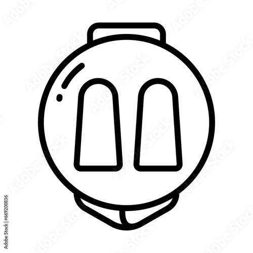Outline Earplugs with storage box icon isolated on white background. Ear plug sign. Noise symbol. Sleeping quality concept. Vector