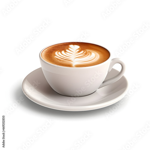 Isolated 3D rendered icon of Cup of cappuccino coffee on white background 