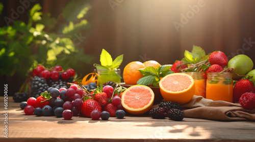 Juices from natural fruits. Natural cold remedies with Vitamin C. Banner. photo