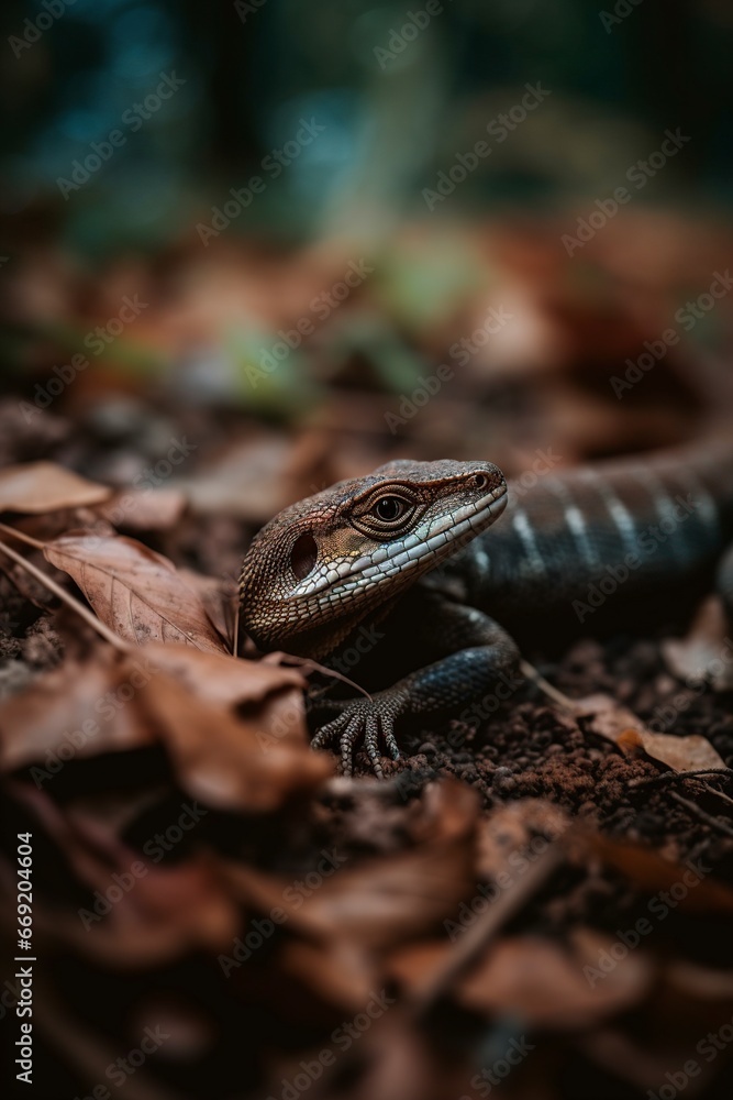 Fototapeta premium lizard on the ground in nature