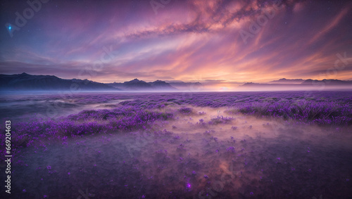 vibrant stunning colorful purple landscape with lavender