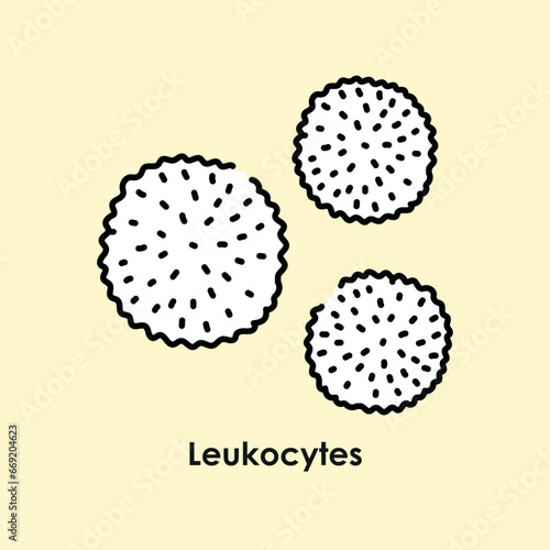 Leukocytes color icon. White blood cells in the blood vessels.