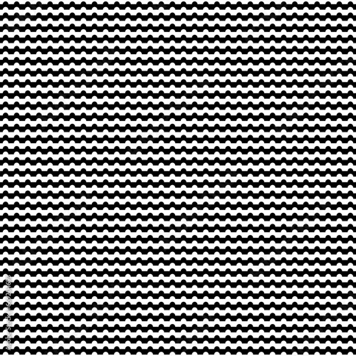 Seamless horizontal wavy striped pattern. Repeated black counter embattled lines on white background. Heraldry motif. Zigzag abstract wallpaper. Jagged vector illustration
