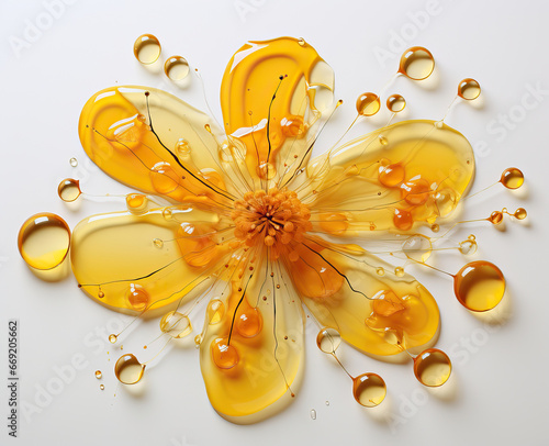 A Futuristic Flower with Bubbles.yellow flower,flower on a white background,abstract floral background © Moon