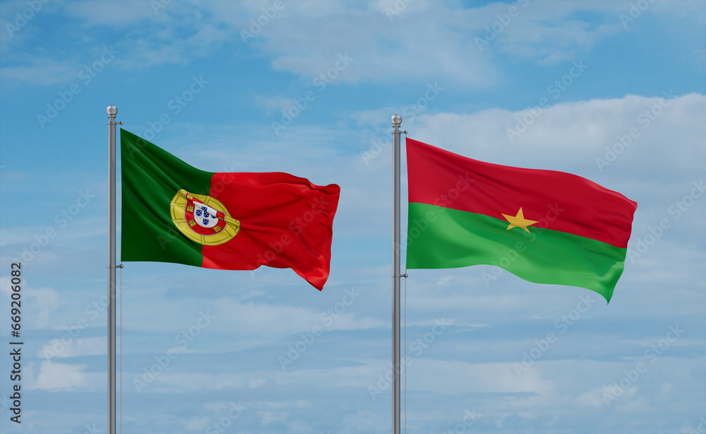 Burkina Faso and Portugal flags, country relationship concept Burkina Faso and Portugal flags, country relationship concept