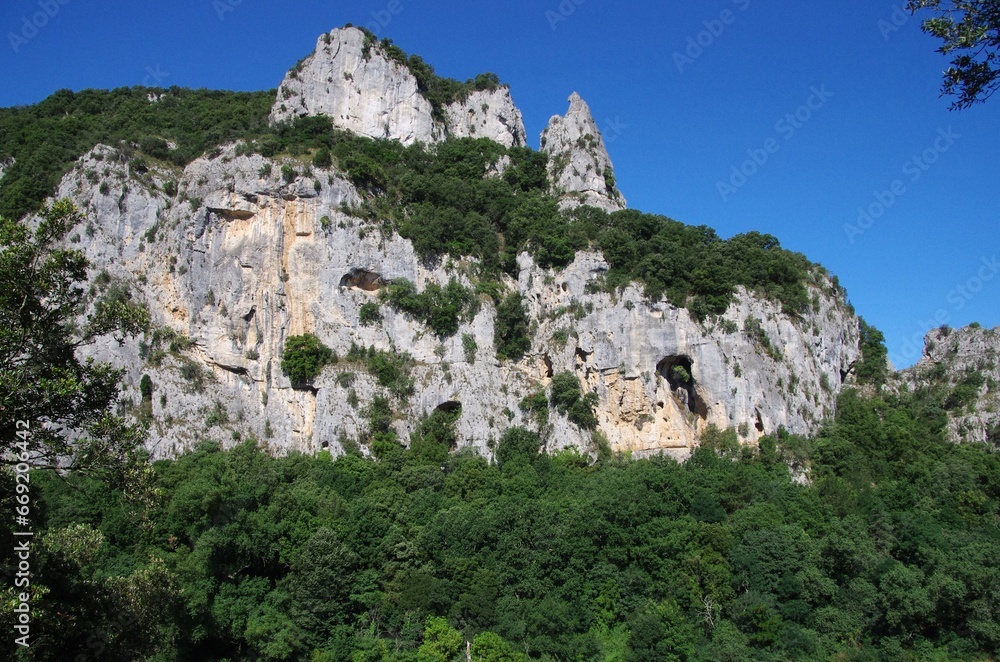 Cilff in Ardeche in France, Europe Cilff in Ardeche in France, Europe