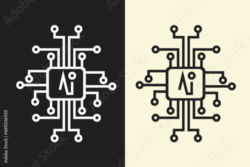 simple Artificial intelligence AI logo