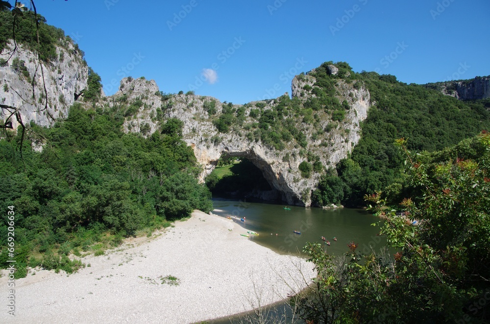 Pont d'Arc, natural arch in Ardeche in France, Europe