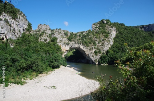 Pont d Arc  natural arch in Ardeche in France  Europe