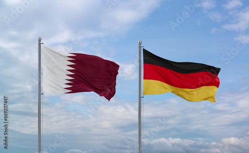 Germany and Qatar flags, country relationship concept