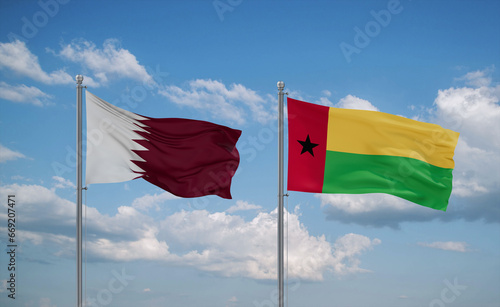 Guinea-Bissau and Qatar flags, country relationship concept