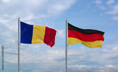 Germany and Romania flags  country relationship concept