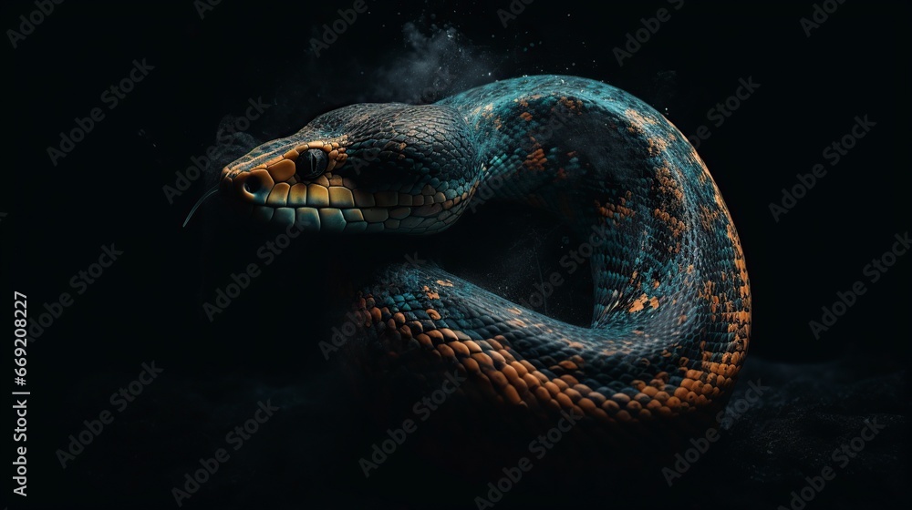 cobra covered in vibrant colors cobra covered in vibrant colors