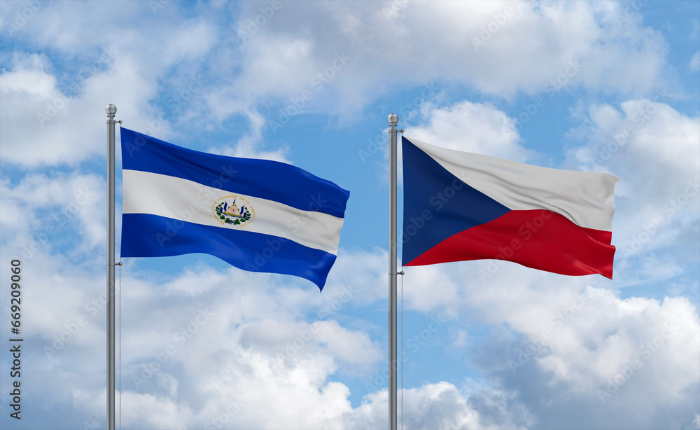 Czech Republic and El Salvador, Salvador flags, country relationship concept Czech Republic and El Salvador, Salvador flags, country relationship concept