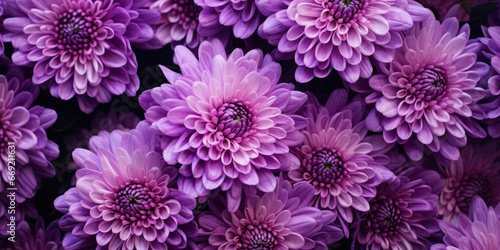 Close-up of vibrant purple chrysanthemums. © smth.design