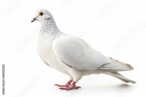 Ethereal Elegance  A White Pigeon s Tranquil Poise pigeon isolated on white background