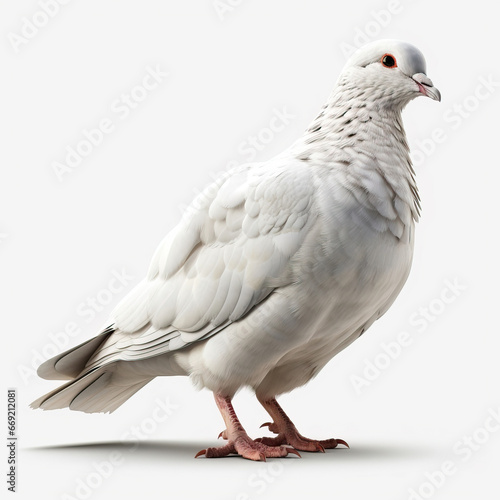 Ethereal Elegance: A White Pigeon's Tranquil Poise,pigeon isolated on white background